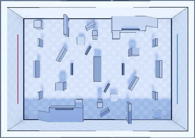 Top-down layout of the arena